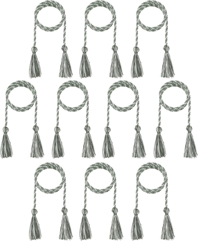 D DODOU 10 Pieces Graduation Cords Polyester Graduation Honor Braided Cords with Sewing Tassels for Bachelor, Master, Doctor 68" Long (Sage Green White) - Image 1